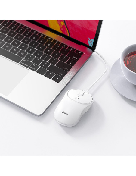 HOCO wired mouse USB A GM13 1,5 m white