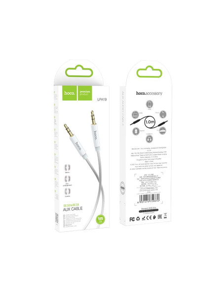 Câble HOCO AUX Audio Jack 3.5mm vers Jack 3.5mm UPA19 1m argent