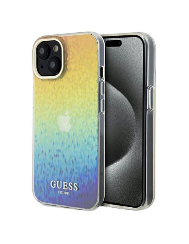 Véritable GUESS Case GUHCP14SHDECMI pour iPhone 14 (IML Faceted Mirror / disco iridescent)