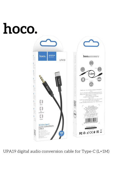 Câble HOCO AUX Jack 3,5 mm vers Type C UPA19 1 m noir