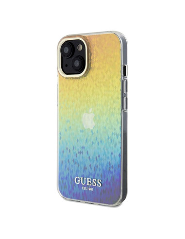 Véritable GUESS Case GUHCP14SHDECMI pour iPhone 14 (IML Faceted Mirror / disco iridescent)
