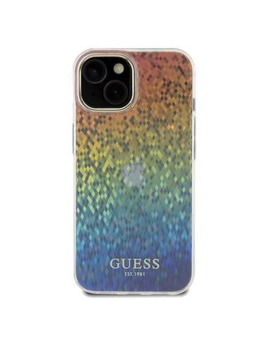Véritable GUESS Case GUHCP14SHDECMI pour iPhone 14 (IML Faceted Mirror / disco iridescent)
