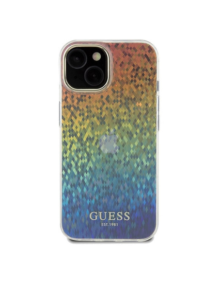 Véritable GUESS Case GUHCP14SHDECMI pour iPhone 14 (IML Faceted Mirror / disco iridescent)
