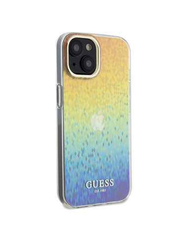 Véritable GUESS Case GUHCP14SHDECMI pour iPhone 14 (IML Faceted Mirror / disco iridescent)