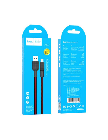 HOCO cable USB A to Lightning 2,4A X69 1 m black red