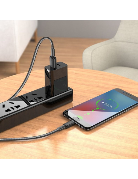 Câble HOCO USB vers Micro 2.4A Jaeger X69 noir/blanc