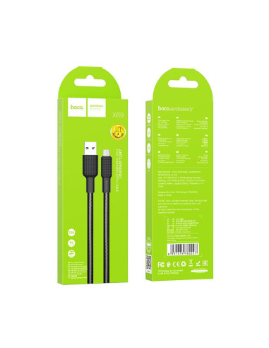 Câble HOCO USB vers Micro 2.4A Jaeger X69 noir/blanc