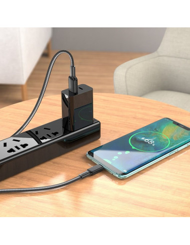Câble USB HOCO pour Jaeger X69 Type C 3A noir-blanc