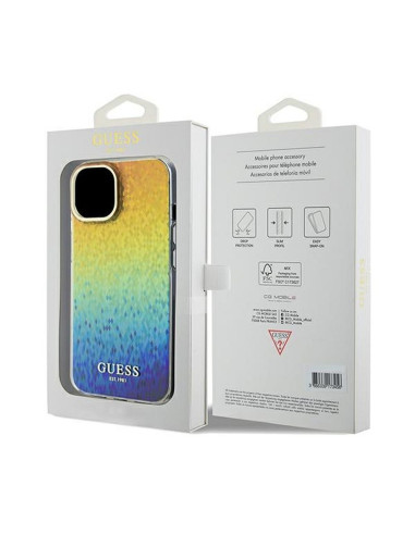 Véritable GUESS Case GUHCP14SHDECMI pour iPhone 14 (IML Faceted Mirror / disco iridescent)