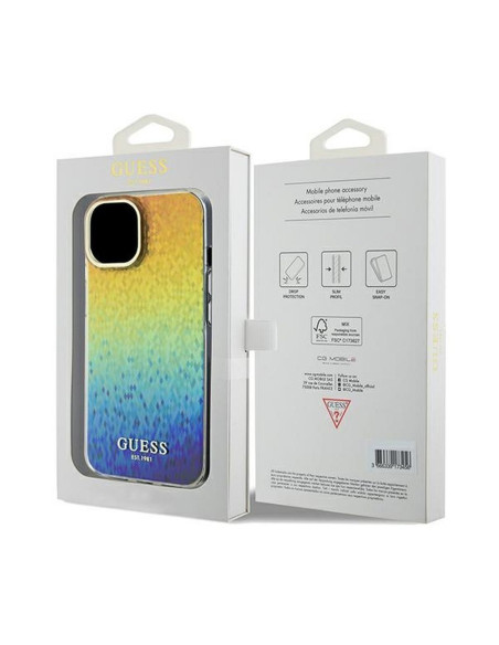 Véritable GUESS Case GUHCP14SHDECMI pour iPhone 14 (IML Faceted Mirror / disco iridescent)