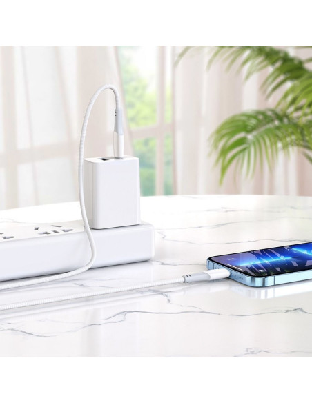 Câble HOCO Type C pour iPhone Lightning 8 broches Power Delivery PD20W Ferry X70 1m blanc
