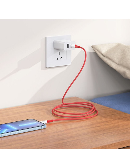 HOCO cable Type C vers iPhone Lightning 8 broches Power Delivery PD20W Ferry X70 1m rouge
