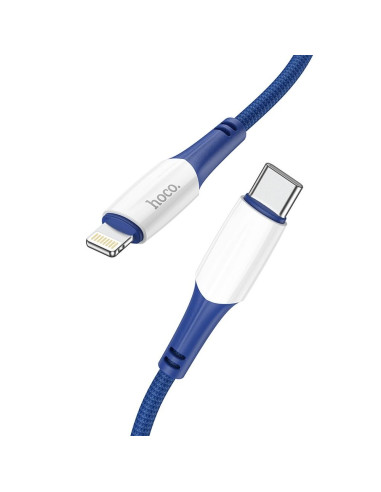Câble HOCO Type C pour iPhone Lightning 8 broches Power Delivery PD20W Ferry X70 1m bleu