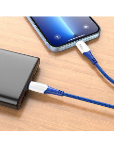 Câble HOCO Type C pour iPhone Lightning 8 broches Power Delivery PD20W Ferry X70 1m bleu 2