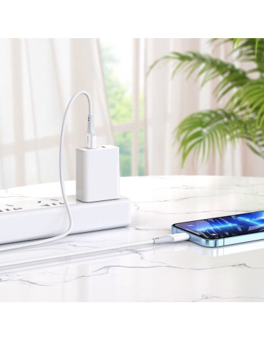 Câble USB HOCO pour iPhone Lightning 8 broches 2.4A Ferry X70 blanc