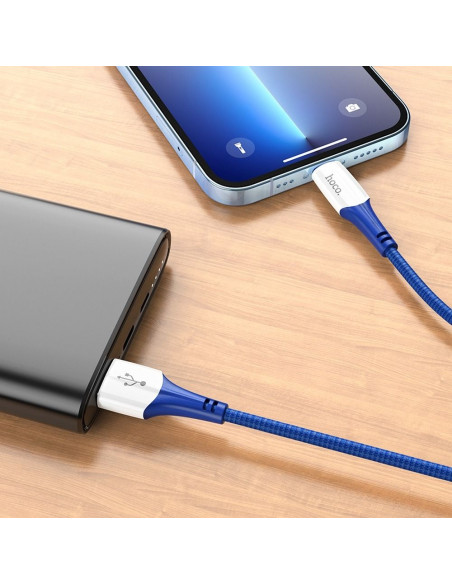 HOCO Câble USB vers iPhone Lightning 8 broches 2,4A Ferry X70 bleu