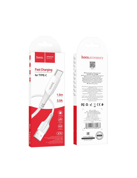 Câble USB HOCO pour Type C 3A Ferry X70 blanc