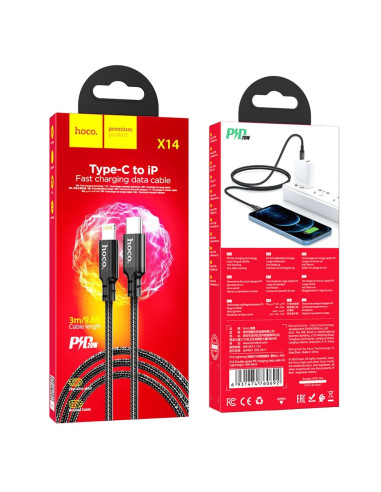 Câble HOCO Type C vers Lightning PD 3A 20W X14 3 m noir