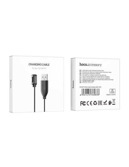 HOCO smartwatch charging cable Y6 Y7 Y8 0,6 m black
