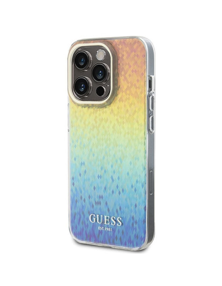 Véritable GUESS Case GUHCP14XHDECMI pour iPhone 14 Pro Max (IML Faceted Mirror / disco iridescent)
