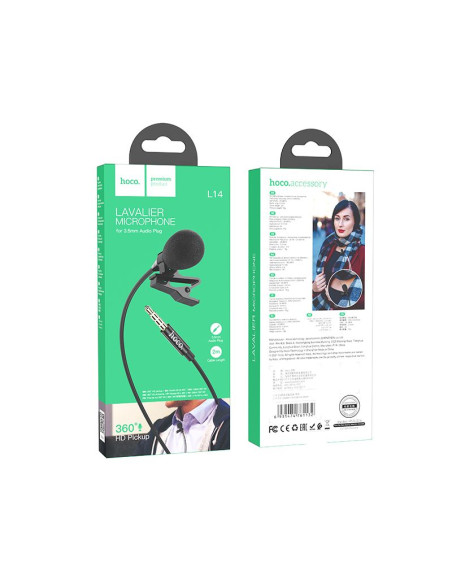 HOCO cable tie microphone Jack 3.5mm L14 2 m noir