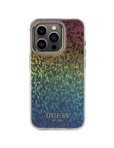 Véritable GUESS Case GUHCP14XHDECMI pour iPhone 14 Pro Max (IML Faceted Mirror / disco iridescent)