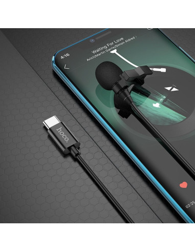 Microphone HOCO pour téléphone avec entrée de type C L14 noir