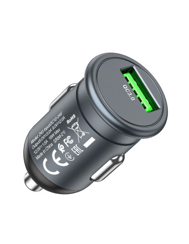 HOCO chargeur de voiture USB QC 3.0 18W Mighty Z43 gris