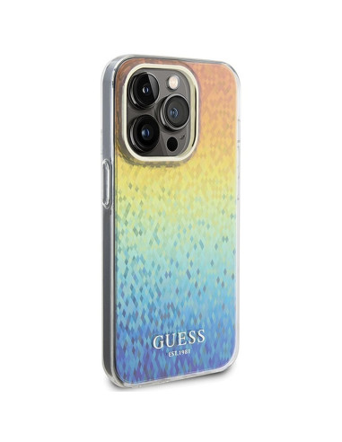 Véritable GUESS Case GUHCP14XHDECMI pour iPhone 14 Pro Max (IML Faceted Mirror / disco iridescent)