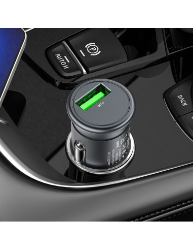 HOCO chargeur de voiture USB QC 3.0 18W Mighty Z43 gris