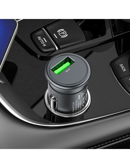 HOCO chargeur de voiture USB QC 3.0 18W Mighty Z43 gris