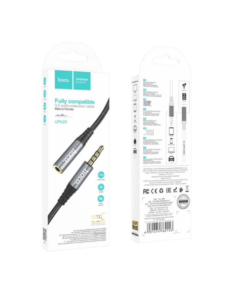 HOCO Câble AUX Audio Jack 3.5mm mâle vers femelle UPA20 1m noir