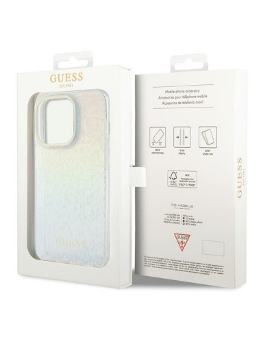 Véritable GUESS Case GUHCP14XHDECMI pour iPhone 14 Pro Max (IML Faceted Mirror / disco iridescent)