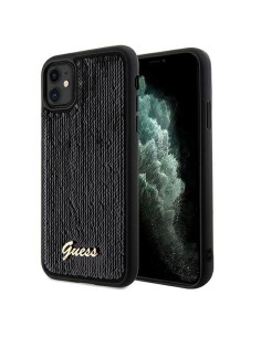 Véritable GUESS Case GUHCN61PSFDGSK pour iPhone 11 (Sequin Script Metal / Black)
