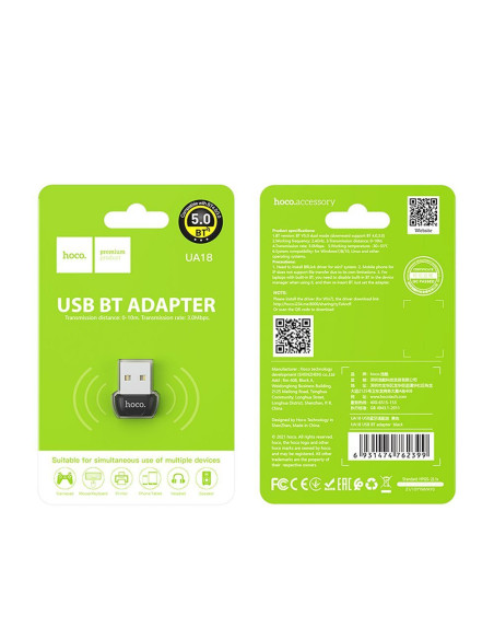 HOCO Adaptateur bluetooth USB A UA18 noir