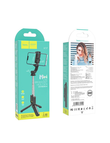 HOCO selfie stick tripod avec télécommande sans fil Figure K17 noir