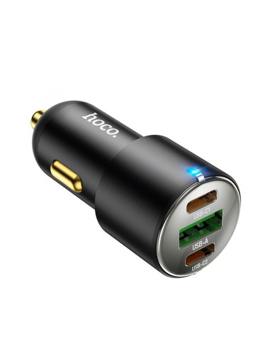HOCO chargeur de voiture USB A + 2 x Type C PD QC3.0 3A 45W NZ6 noir
