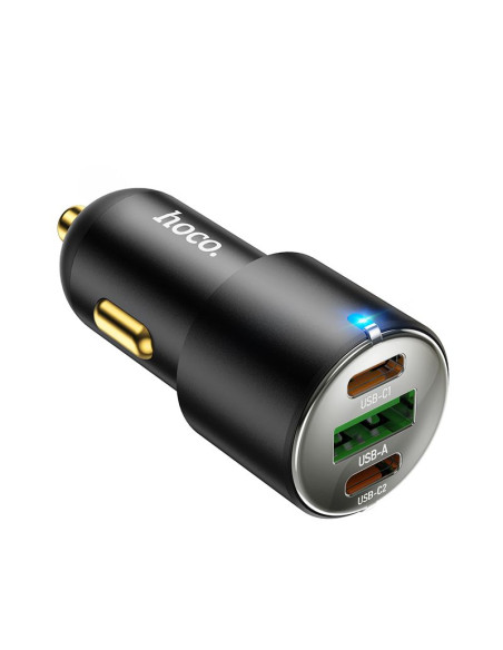 HOCO chargeur de voiture USB A + 2 x Type C PD QC3.0 3A 45W NZ6 noir