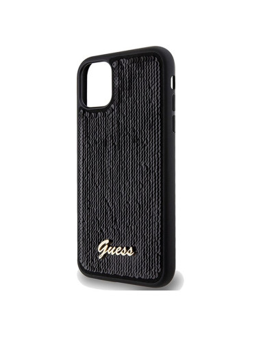 Véritable GUESS Case GUHCN61PSFDGSK pour iPhone 11 (Sequin Script Metal / Black)