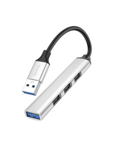 HOCO adapter HUB 4in1 USB A HB26 0,13 m silver