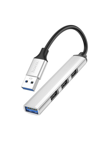 HOCO adapter HUB 4in1 USB A HB26 0,13 m silver