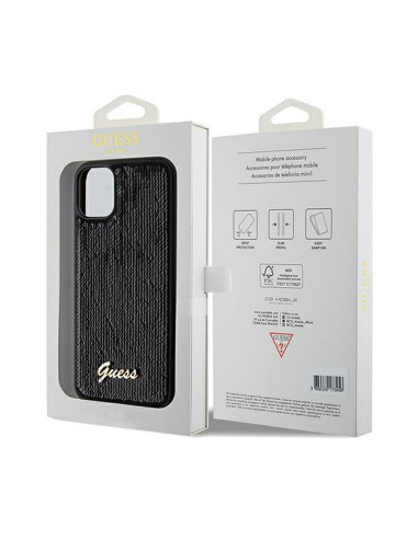 Véritable GUESS Case GUHCN61PSFDGSK pour iPhone 11 (Sequin Script Metal / Black)