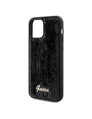Véritable GUESS Case GUHCP12MPSFDGSK pour iPhone 12/12 Pro (Sequin Script Metal / Black)