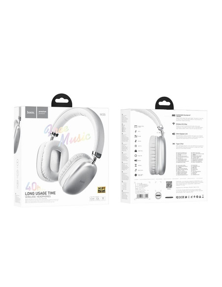 Écouteurs sans fil bluetooth HOCO W35 argenté