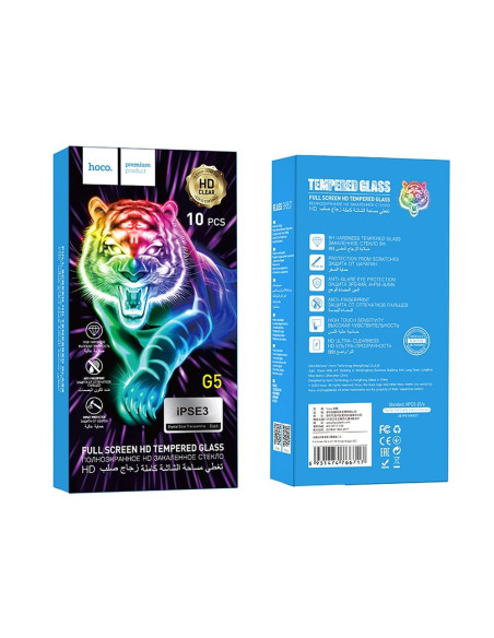 HOCO tempered glass Full screen silk screen HD (SET 10in1) - MULTIPACK for Iphone SE 3 2022 ( 4,7" ) G5