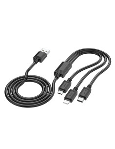 HOCO cable 3in1 USB A to Lightning / Micro USB / Type C 2A X76 1 m black