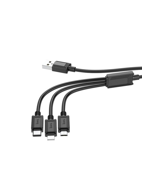 HOCO cable 3in1 USB A to Lightning / Micro USB / Type C 2A X76 1 m black
