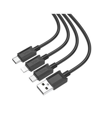 HOCO cable 3in1 USB A to Lightning / Micro USB / Type C 2A X76 1 m black