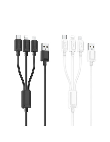 HOCO cable 3in1 USB A to Lightning / Micro USB / Type C 2A X76 1 m black