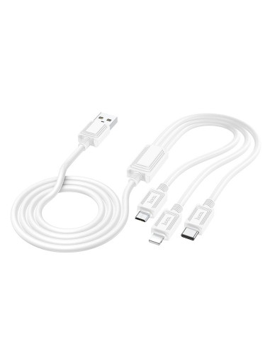 HOCO cable 3in1 USB A to Lightning / Micro USB / Type C 2A X76 1 m white